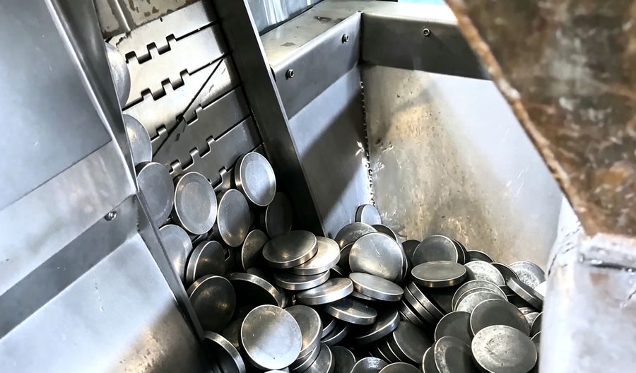 Raw material production: aluminium blanks prepared for the forming press