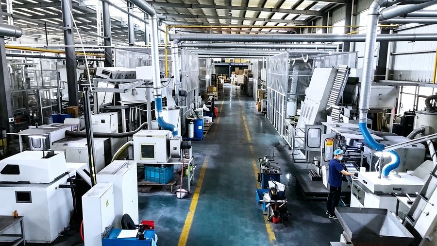 Workshop floor with forming and printing equipment